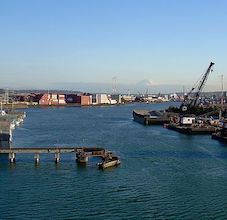 photo of the duwamish river running through an industrial zone