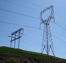 high-voltage transmission towers and power lines