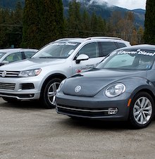 picture of several Volkswagen diesel cars in a row