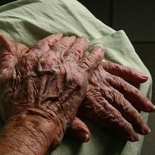 hands of an elder person in their lap