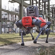 4 legged robot walking among electrical infrastructure