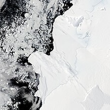 satellite photo of ice next to water