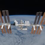 The International Space Station orbiting above Earth