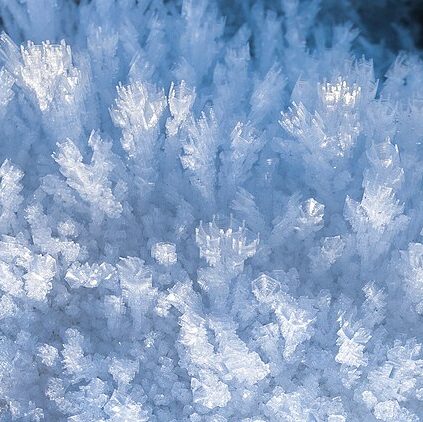 Ice crystals on a snowy field